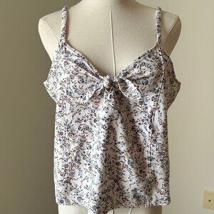 EUC American Eagle XXL Tie-Front Tank Top with Delicate Floral Pattern